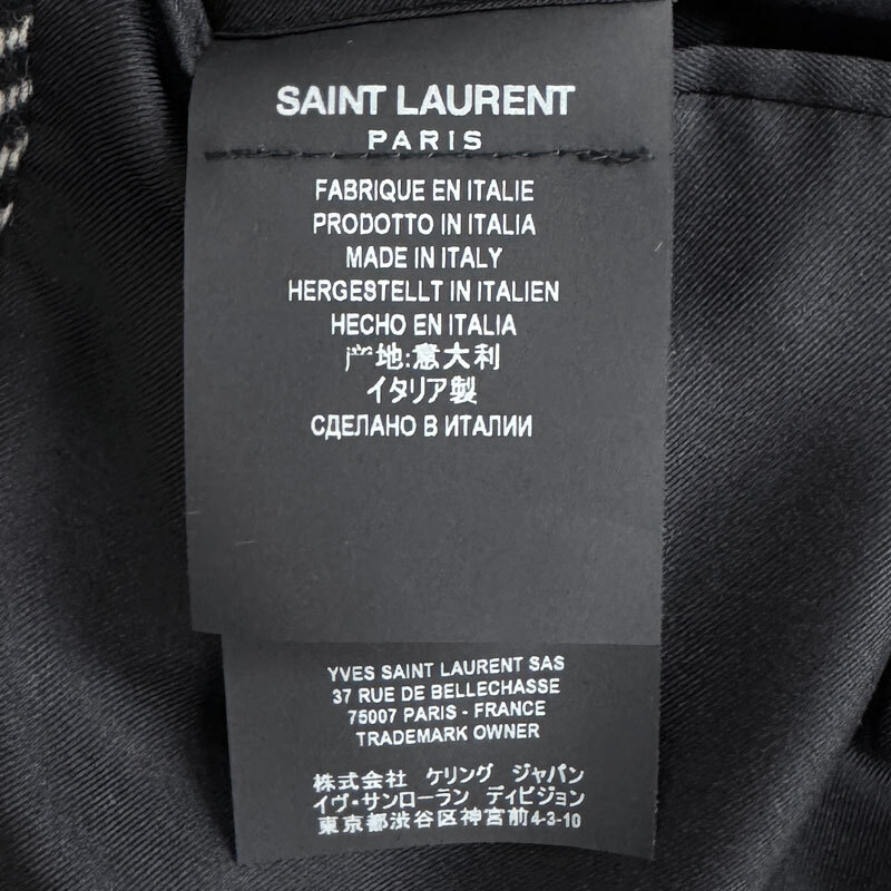 【T-10】未使用・タグ付き　SAINT LAURENT PARIS サンローラン パリ　ウール テーラード ジャケット　574514 Y073V　イタリア製　46_画像5