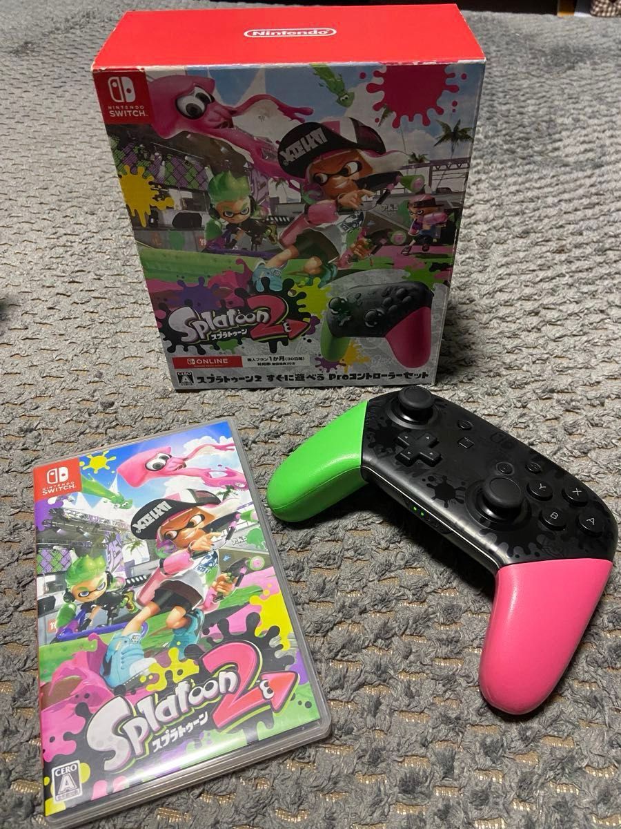 【Switch】 スプラトゥーン2 すぐに遊べる Proコントローラーセット、スプラトゥーン3ジョイコン、プロコン純正ストラップ、