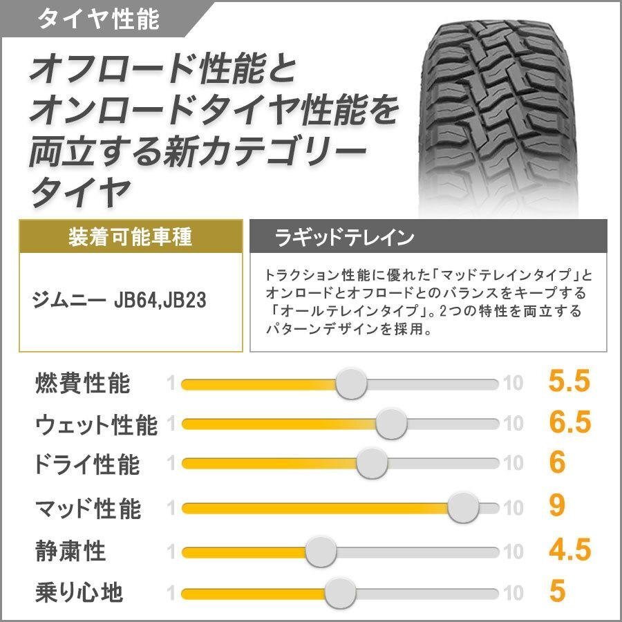 5月入荷 【新品4本】ジムニー JB23 JB64 16インチ トーヨー オープンカントリーRT 185/85R16 BDX08 ホワイトレター タイヤホイールセット_画像9