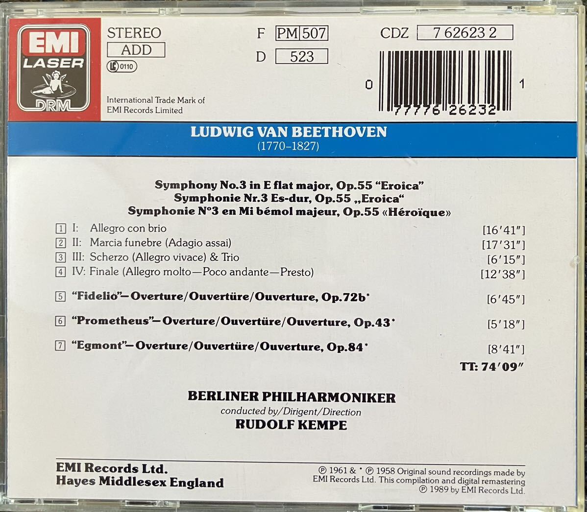 ベートーヴェン 交響曲第3番「英雄」 他 ルドルフ・ケンペ ベルリン・フィルハーモニー管弦楽団の画像2