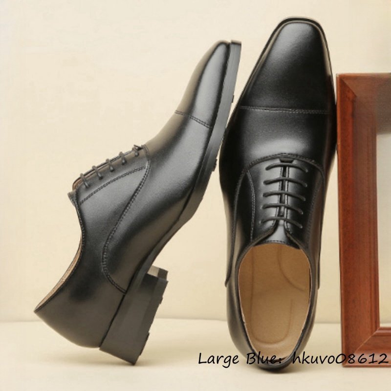 特売◆シューズ レザーシューズ メンズ 高級牛革 ビジネスシューズ イギリス風 紳士靴 手作り 革靴 フォーマル 通勤 個性 ブラック 25.5cm_画像2