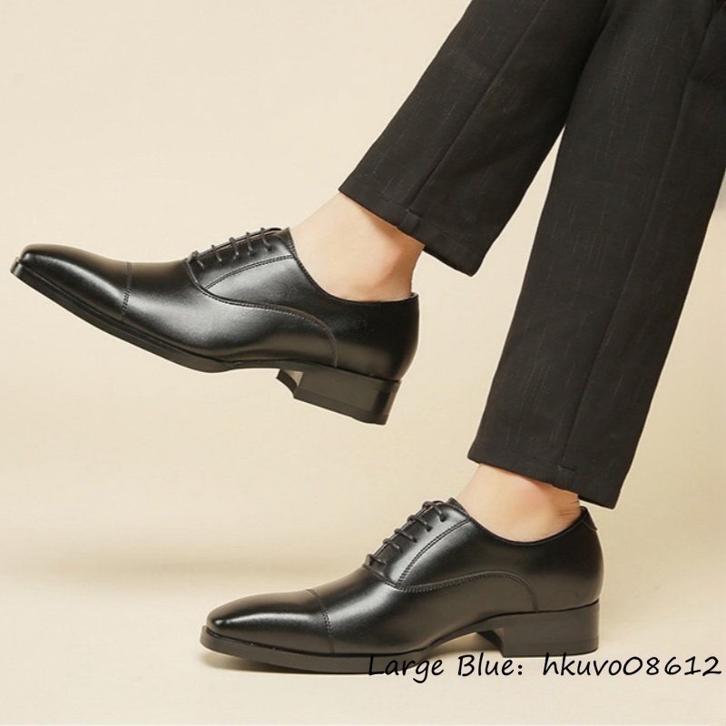 特売◆シューズ レザーシューズ メンズ 高級牛革 ビジネスシューズ イギリス風 紳士靴 手作り 革靴 フォーマル 通勤 個性 ブラック 25.5cm_画像5