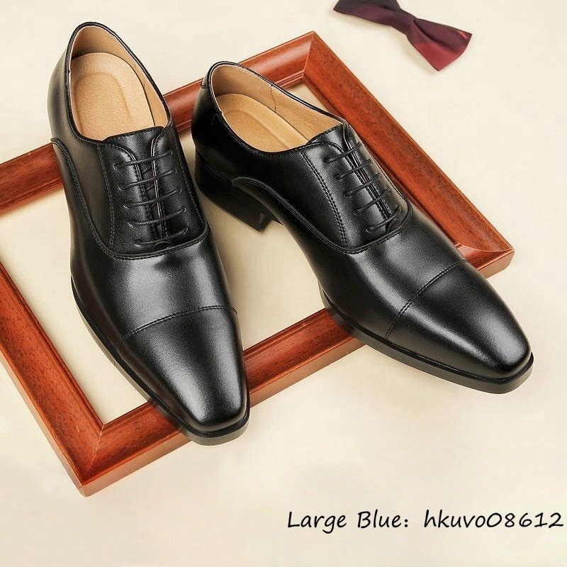 特売◆シューズ レザーシューズ メンズ 高級牛革 ビジネスシューズ イギリス風 紳士靴 手作り 革靴 フォーマル 通勤 個性 ブラック 25.5cm_画像1