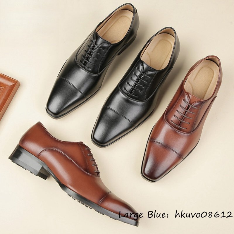 特売◆シューズ レザーシューズ メンズ 高級牛革 ビジネスシューズ イギリス風 紳士靴 手作り 革靴 フォーマル 通勤 個性 ブラック 26.5cm_画像8