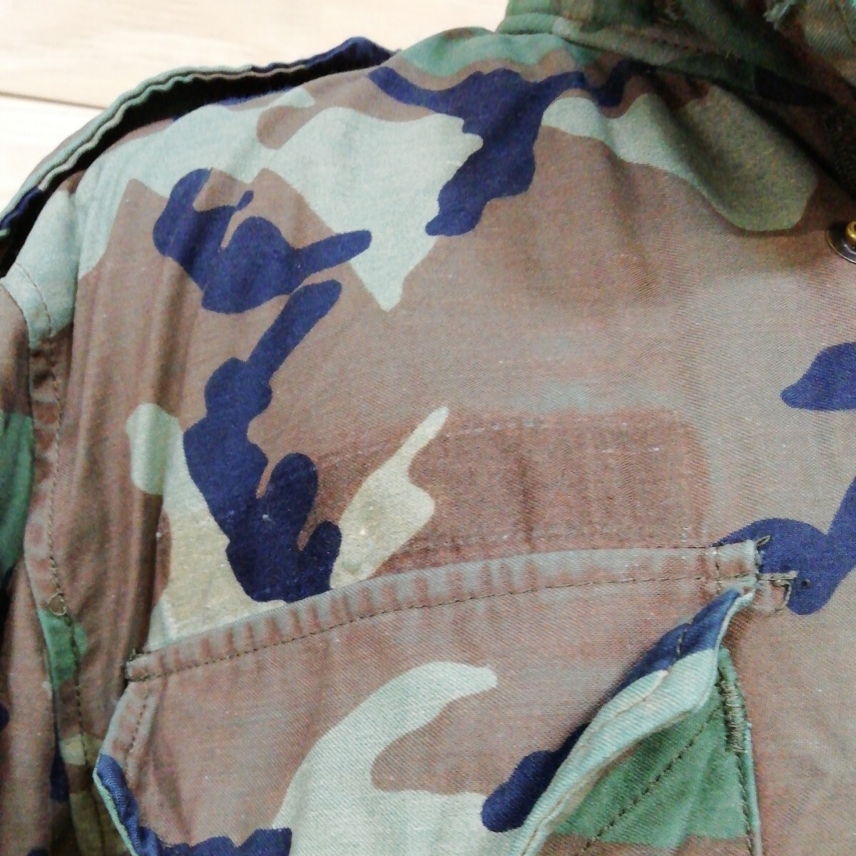 g_t　W980　ウッドランド迷彩　カモフラ　BDU　ミリタリー　フィールドジャケット　パッチ付き　米軍　US ARMY　サバゲー　中古_画像4