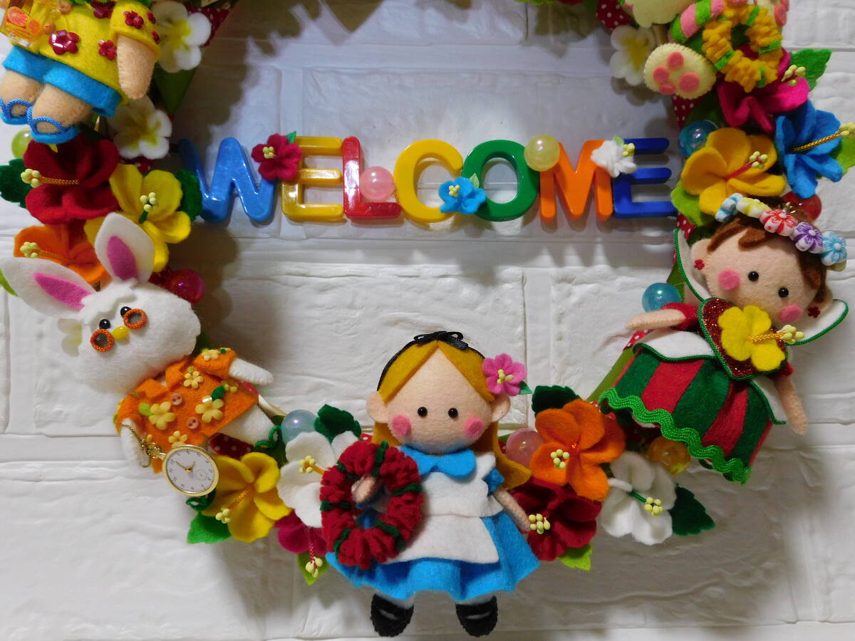 トロピカルなアリスと仲間たちのWELCOMEリース*ハンドメイド_画像3