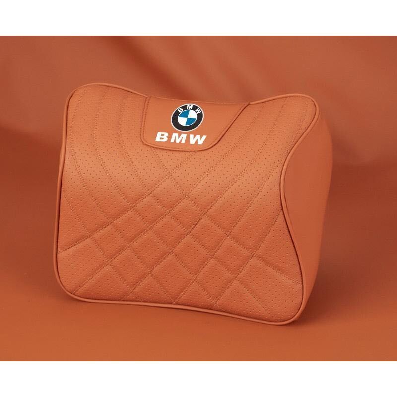 新作 BMW 首枕 高級革 ネックパッド 腰クッション 高品質 車用 背もたれクッション ネックピロー ヘッドレスト★オレンジ★_画像5