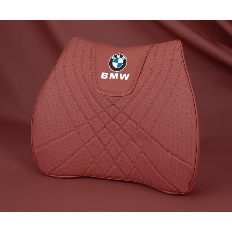 新作 BMW 首枕 高級革 ネックパッド 腰クッション 高品質 車用 背もたれクッション ネックピロー ヘッドレスト★レッド★_画像4