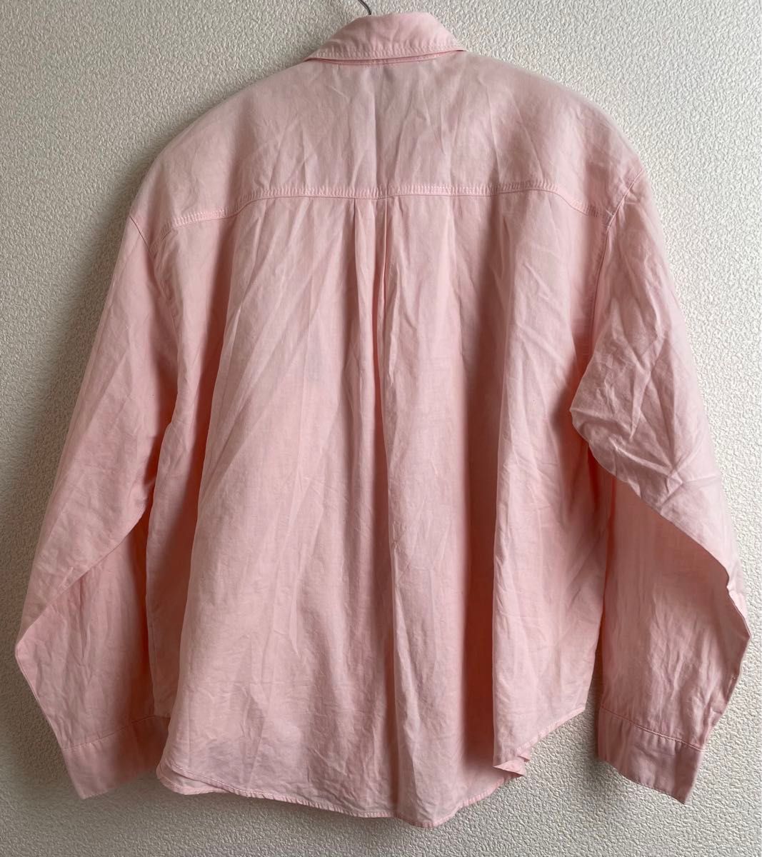 セシール　コットンシャツ　長袖　ピンク　Lサイズ