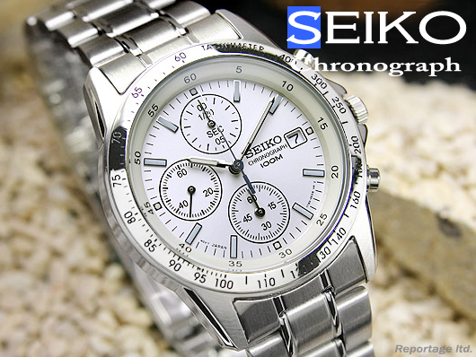 海外限定逆輸入モデル【SEIKO】セイコー 1/20秒高速クロノグラフ SV 新品_清潔感のあるシルバー文字盤