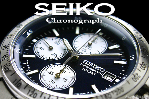 海外限定生産逆輸入モデル【SEIKO】セイコー1/20秒高速クロノグラフ NV 新品_清潔感のあるネイビー×ホワイト文字盤