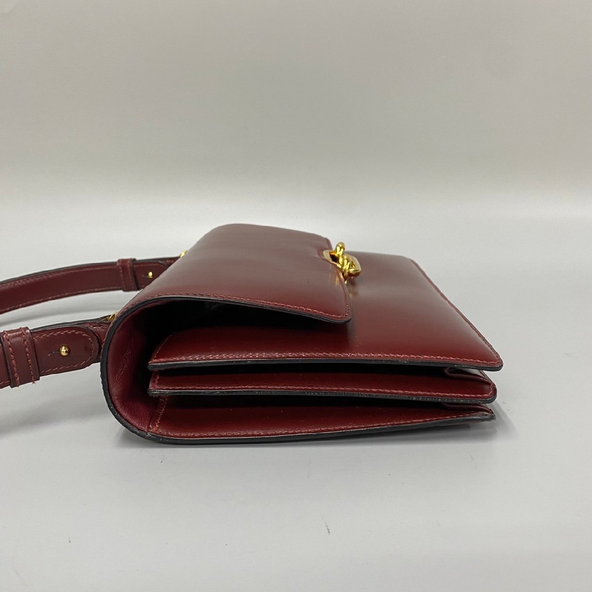 1円 美品 袋付 HERMES エルメス ヴィンテージ フォンスベル カーフレザー 本革 2way ミニ ショルダーバッグ ハンドバッグ ボルドー 28312_画像4