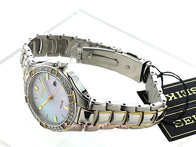 スワロフスキークリスタル付 ソーラー 盤色真珠色 セイコー腕時計 女性用 海外版 SUT282_画像6