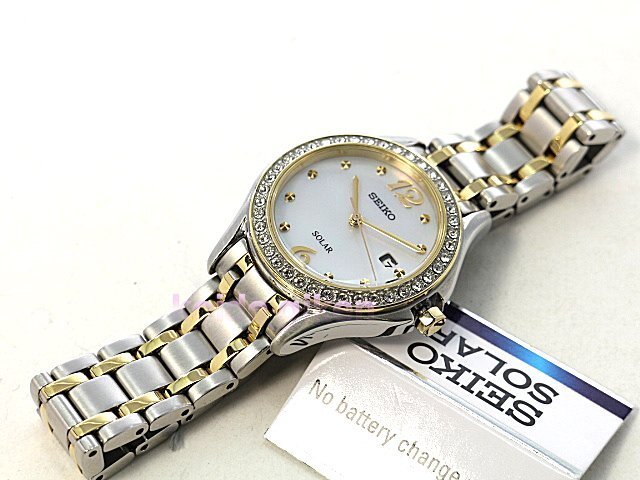 スワロフスキークリスタル付 ツートーンカラー 女性用 セイコー 腕時計 海外版 SUT312　盤色パールカラー_画像2