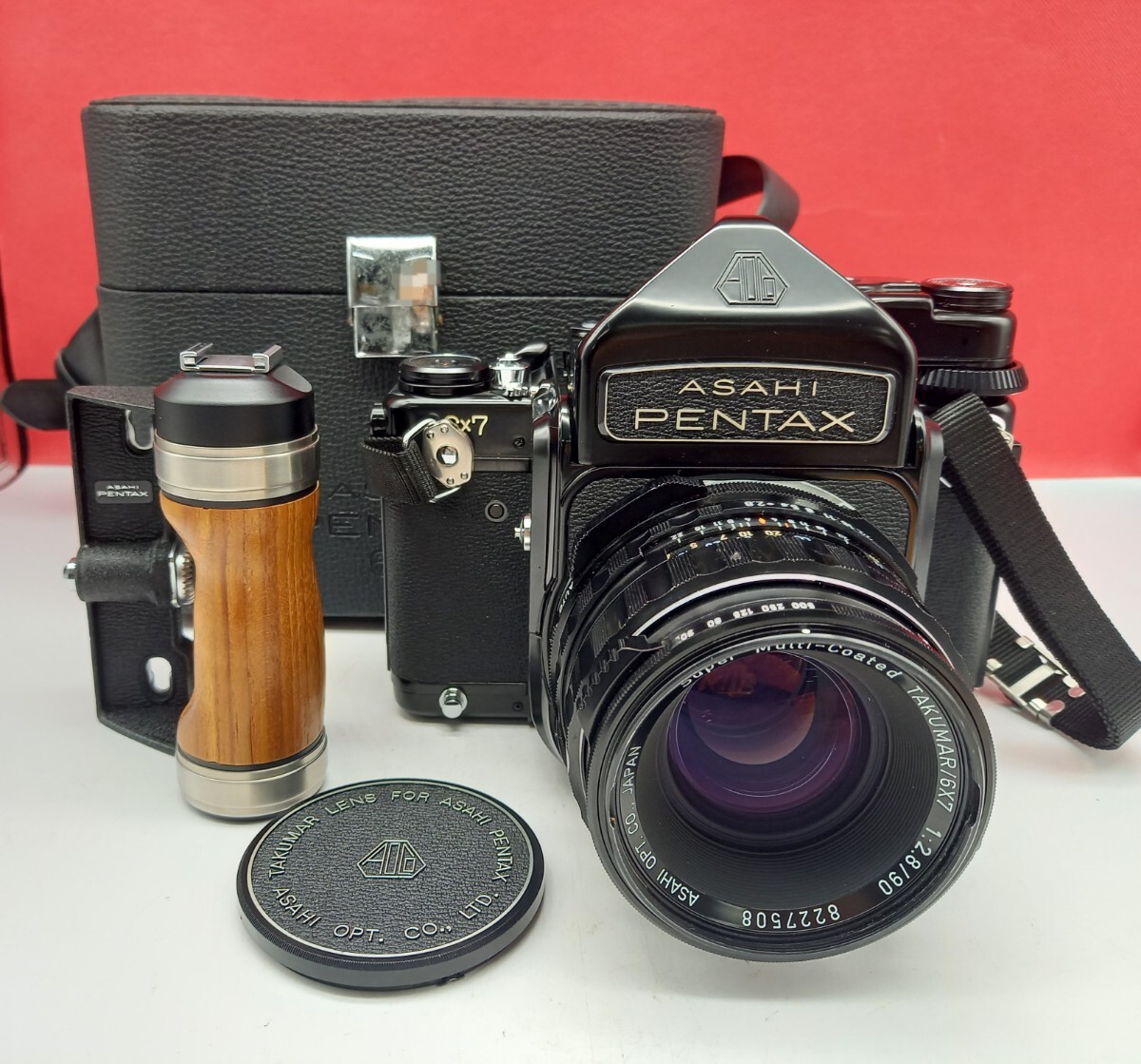 # PENTAX 6×7 корпус TAKUMAR 2.8/90 линзы TTL искатель shutter, люксметр OK средний размер пленочный фотоаппарат из дерева рукоятка Pentax 