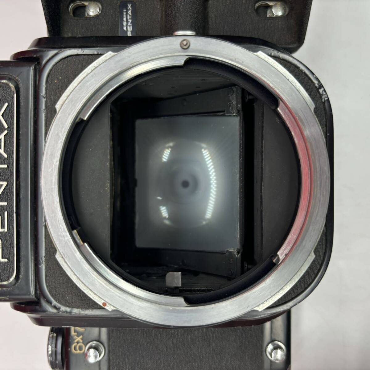 ◆ PENTAX 6×7 中判フィルムカメラ 木製グリップ ボディ Super-Multi-Coated TAKUMAR 6×7 F4.5/75 レンズ 現状品 ペンタックスの画像9