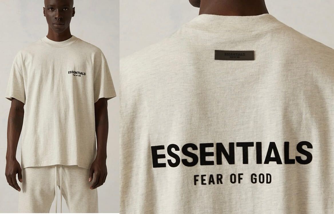 FEAR OF GOD Essentials 両面ロゴ Tシャツ ライトグレー Lの画像1