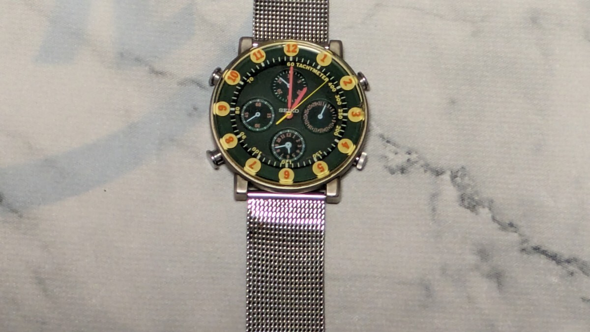 激レア SEIKO × SOTTSASS セイコー × ソットサス クロノグラフ 腕時計 7T34-6A80 ウォッチ 427_画像3