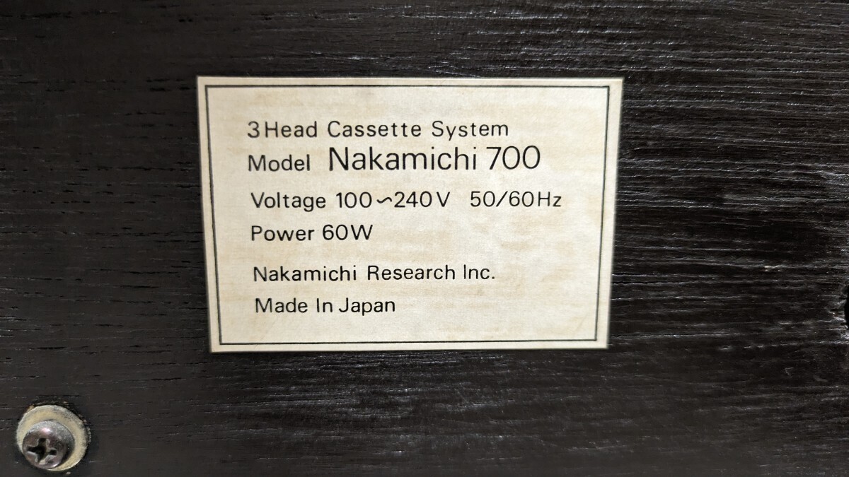Nakamichi 700 ナカミチ カセットデッキ Tri-Tracer- 動作未確認 通電確認済_画像7