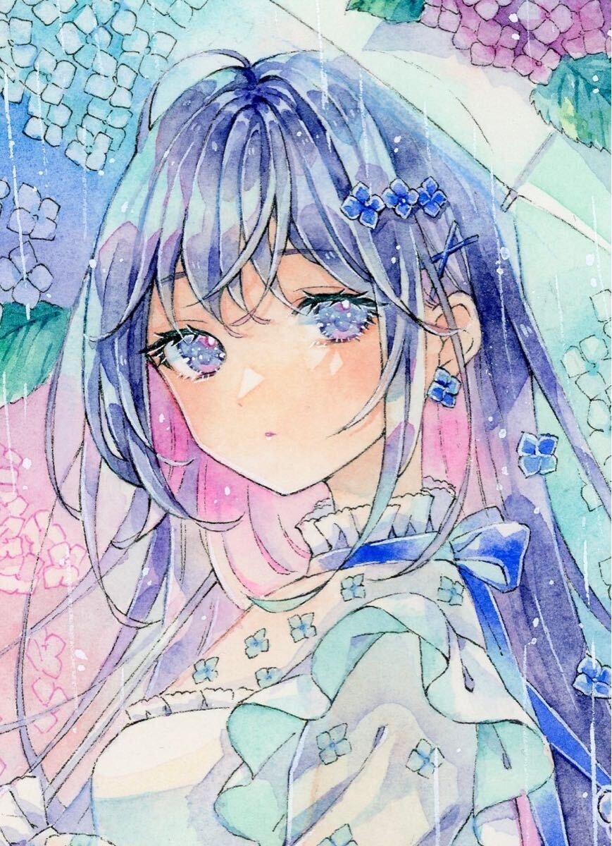 Yahoo!オークション - 手描きイラスト オリジナル 紫陽花 Yahoo!オークション - 手描きイラスト オリジナル 紫陽花