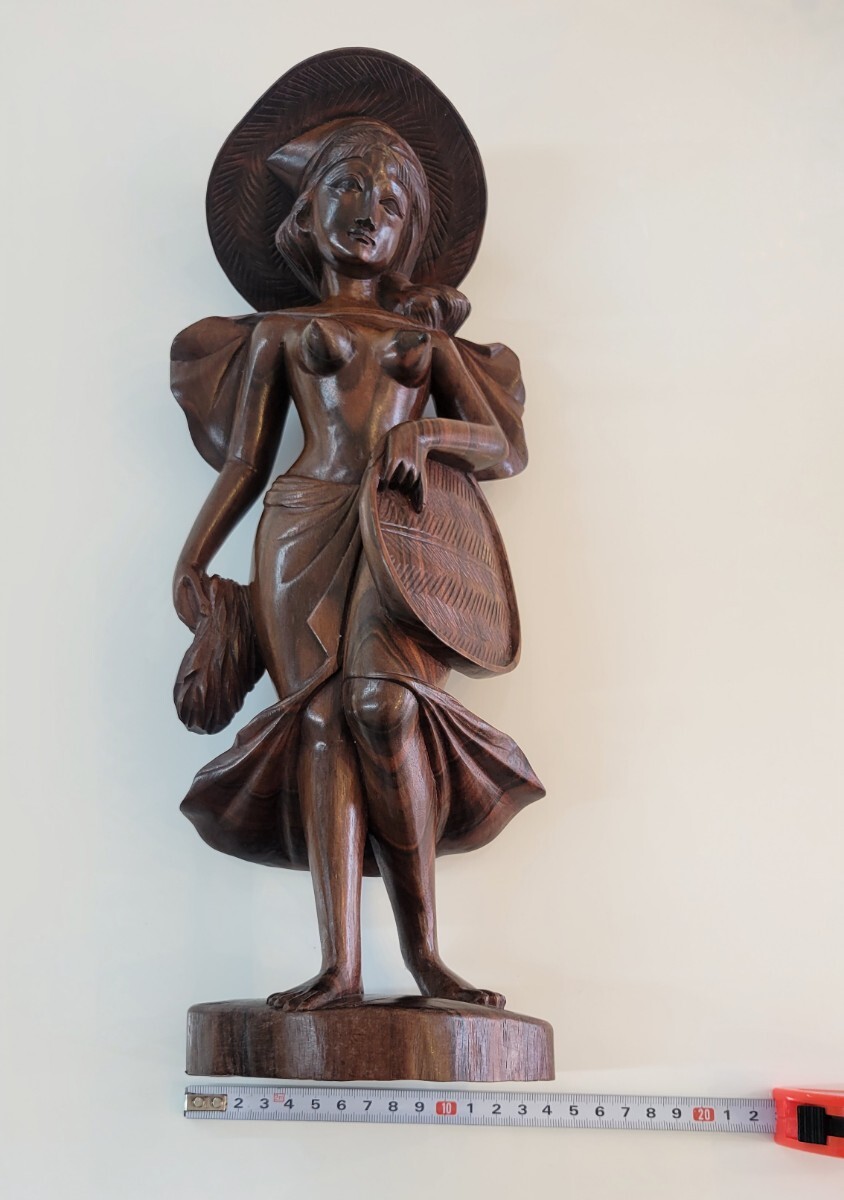 木彫り 女性像 オブジェ 彫刻 置物　アジアン　バリ島　一刀彫　裸婦　工芸品　定価20,000円_画像7
