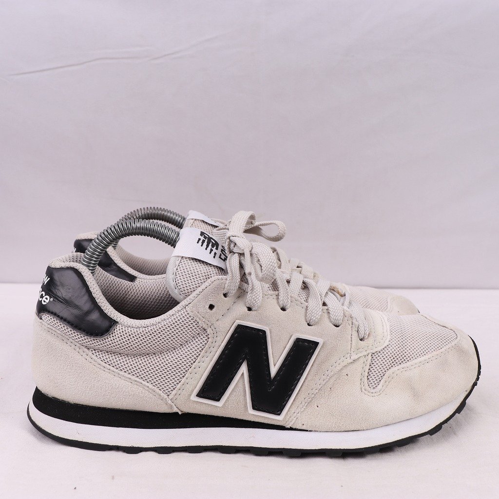 500 ニューバランス 25.0cm/new balance ライトグレー 白 黒 中古 古着 スニーカー メンズ yy9018_画像4