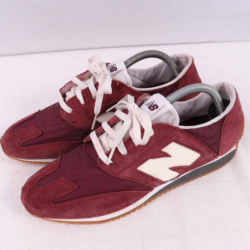 320 ニューバランス 27.0cm/New Balance エンジ ワイン 白 中古 古着 スニーカー メンズ レディース yy9028_画像1