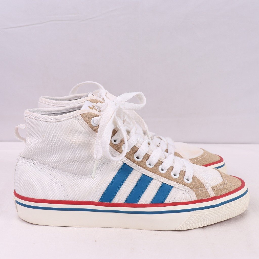 NIZZA HI 27.0cm/adidas ニッツァ ハイ アディダス スニーカー 白 ホワイト 青 赤 ベージュ 中古 古着 メンズ ad5105_画像4