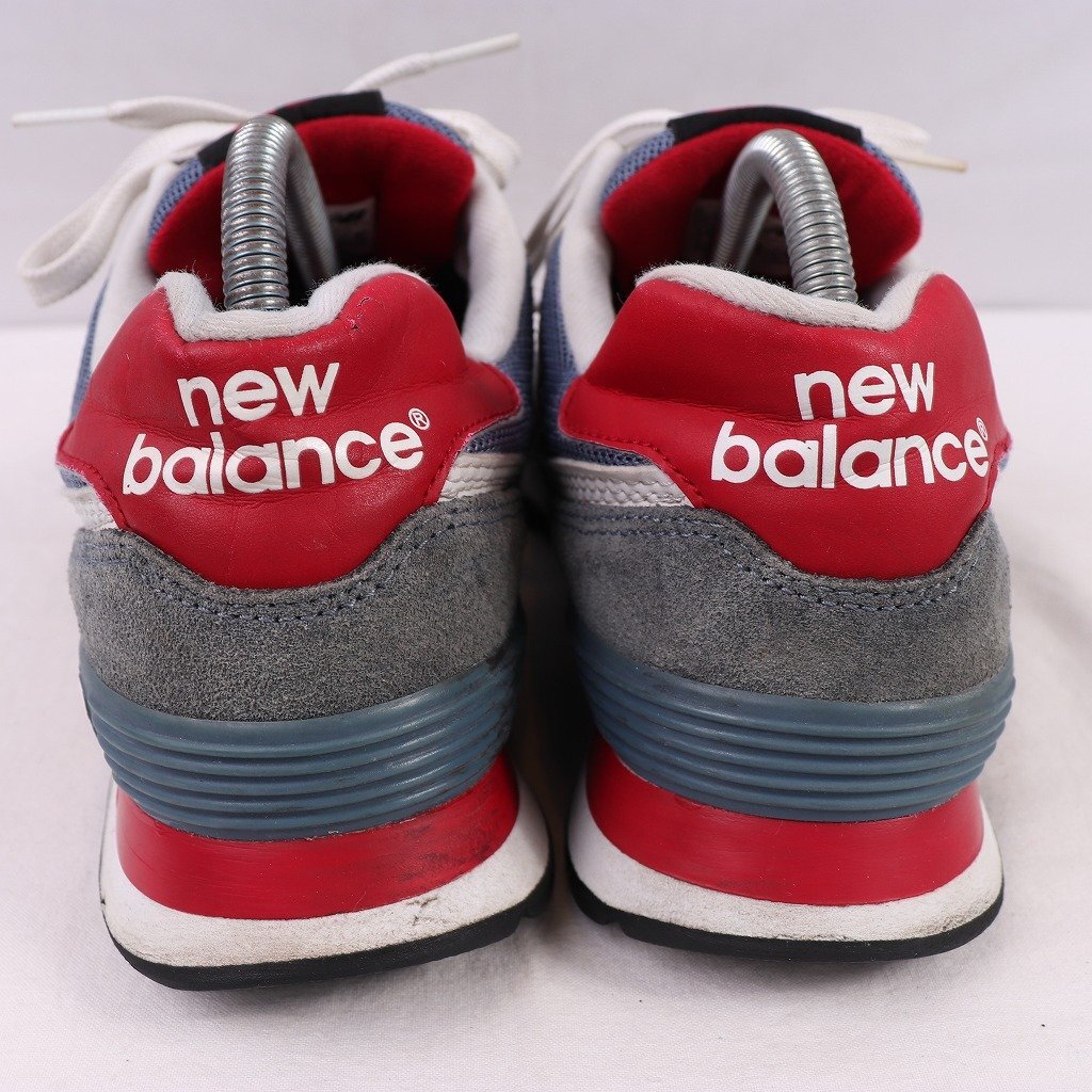 574 ニューバランス 26.5cm/new balance ブルーグレー 赤 グレー 中古 古着 スニーカー メンズ yy9037_画像2