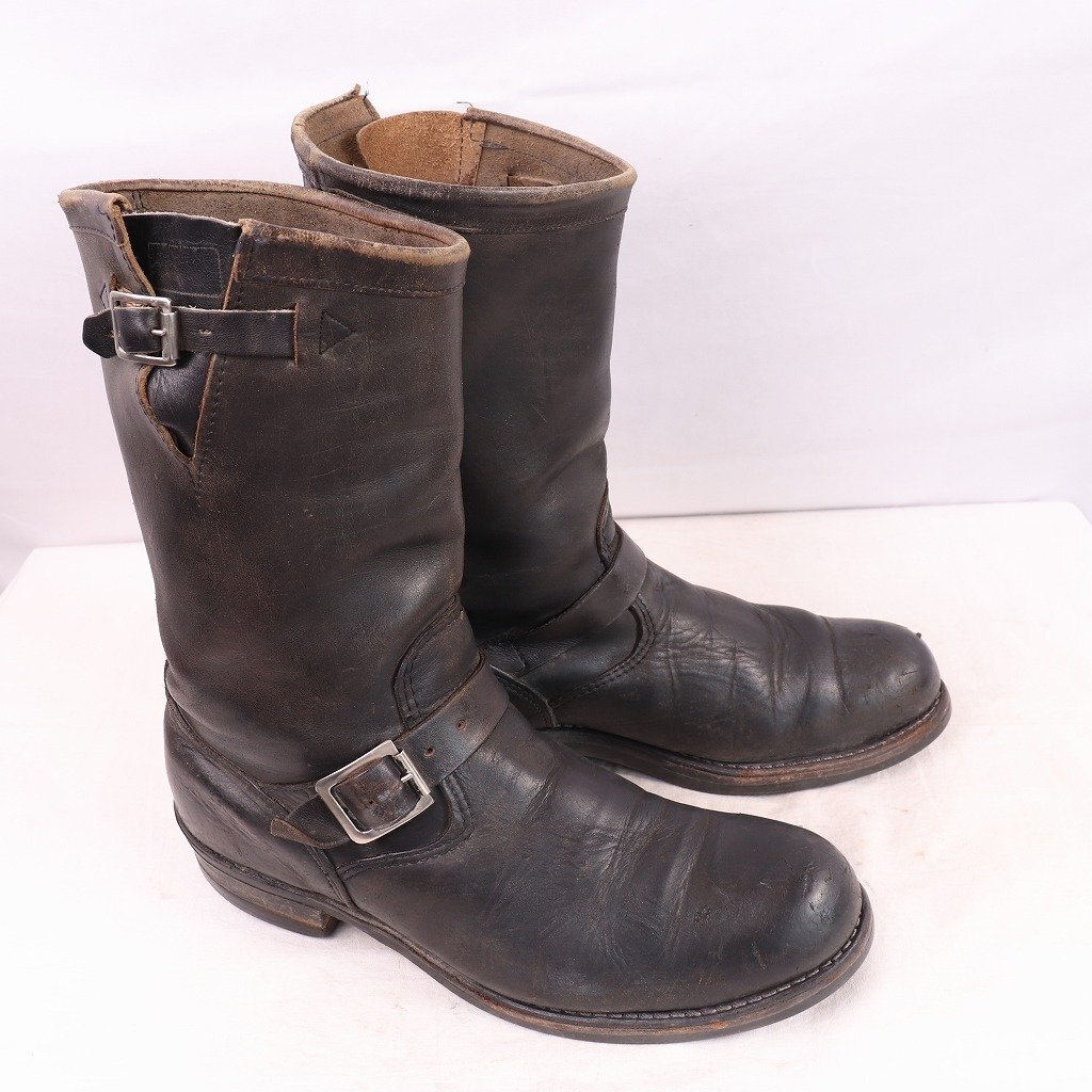  black tag Chippewa 10 E / 28.0cm rank USA made steel tu engineer boots Vintage black black Chippewa leather original leather old clothes used eb1232