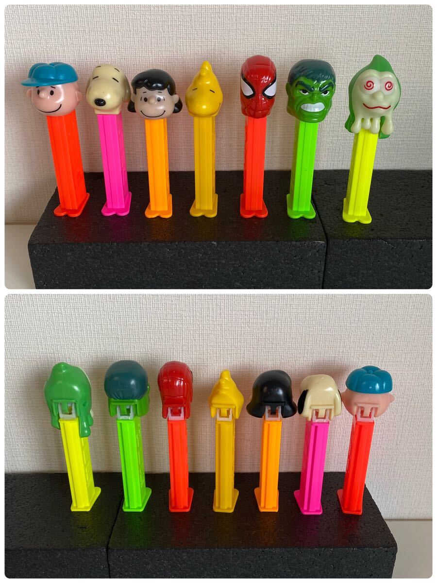 [ large amount set sale ]PEZ 4 1 pcs petsupetsu case present condition goods that time thing toy toy Snoopy Simpson Spider-Man ta-toruzA9