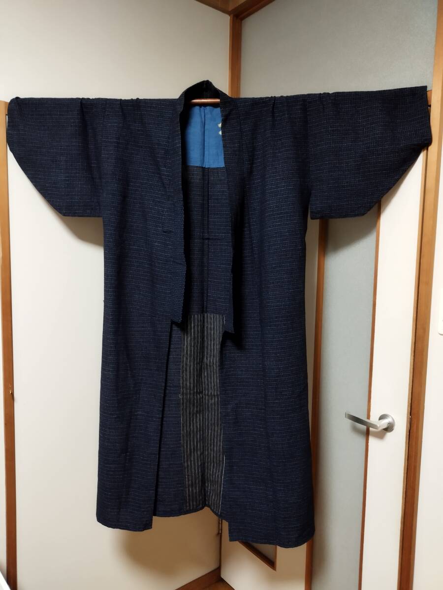 ** старый ткань индиго . дерево хлопок . кимоно / поиск / документ сырой ./ старый ./ Ремейк-материал / Kurume ./ лоскут 