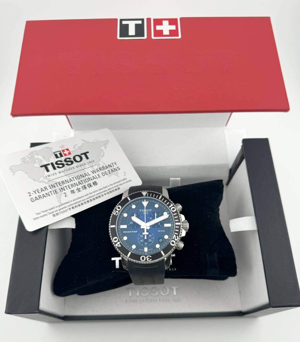 「ティソ　1円～」　「TISSOT」　T120.417.17.041.00　T120417A　シースター　クロノグラフ　腕時計　クォーツ　稼働　メンズ　E6052_画像1