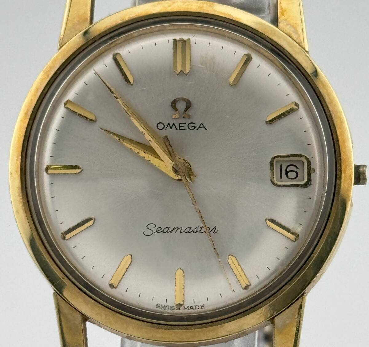 【オメガ 1円～】 ◎OMEGA◎ シーマスター ゴールド デイト 腕時計 AT 稼働 メンズ B82T01の画像2