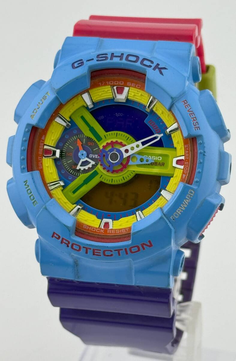 【カシオ　1円～】　◎CASIO◎　GA-110F　ジーショック　カラフル　デジタルアナログ　腕時計　クォーツ　稼働　メンズ　T8878_画像1