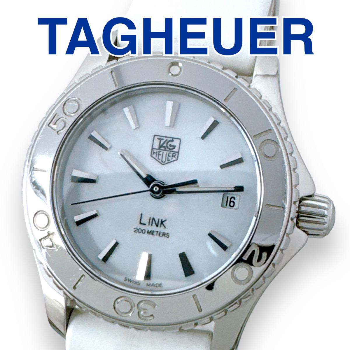 タグホイヤー LINK リンク シェル文字盤 SS 革 QZ 腕時計 レディース シルバー