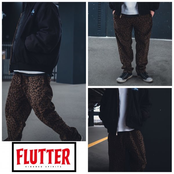 送料0 【 FLUTTER 】フラッター The Holiday -Comfy fit- Leopard Twill Easy Pants / BROWN-L [flutter-leo] ヘビーツイルイージーパンツ_着用イメージ