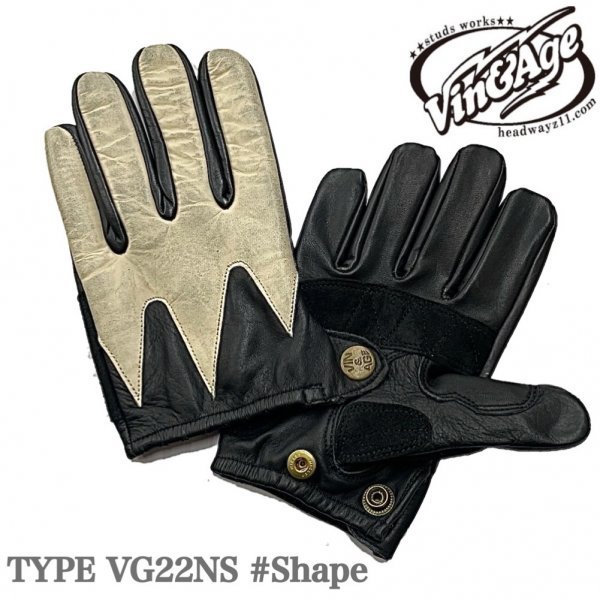 Vin&Age ヴィンアンドエイジ NAUGHTY SHORT GLOVES ナーティー VG22NS #1 SHAPE-L スタッズ無し 70's 60' シャビ― エイジング 春夏秋用_画像1