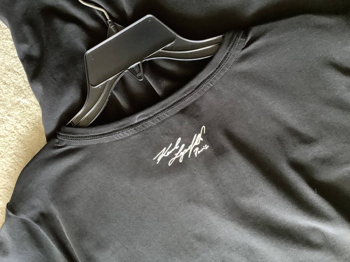 日本発送Karl Lagerfeld Parisカールラガーフェルド新品3X♪万能に着れる黒ロゴ入りカジュアルTシャツ半袖ワンピースの画像8