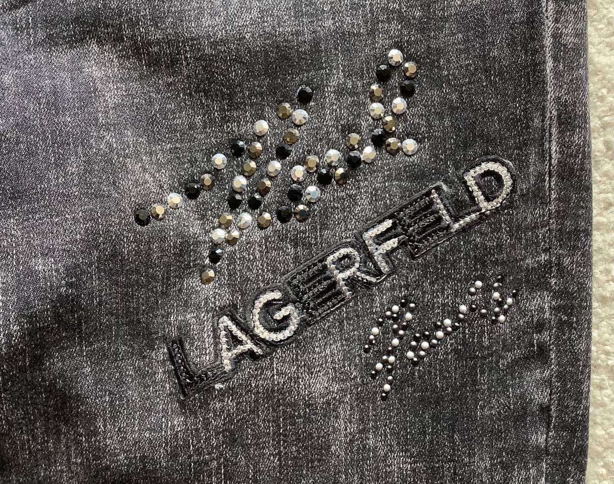 日本発送Karl Lagerfeld Parisカールラガーフェルド新品US16/34インチ♪デコラティブなヴィンテージブラックジーンズの画像5