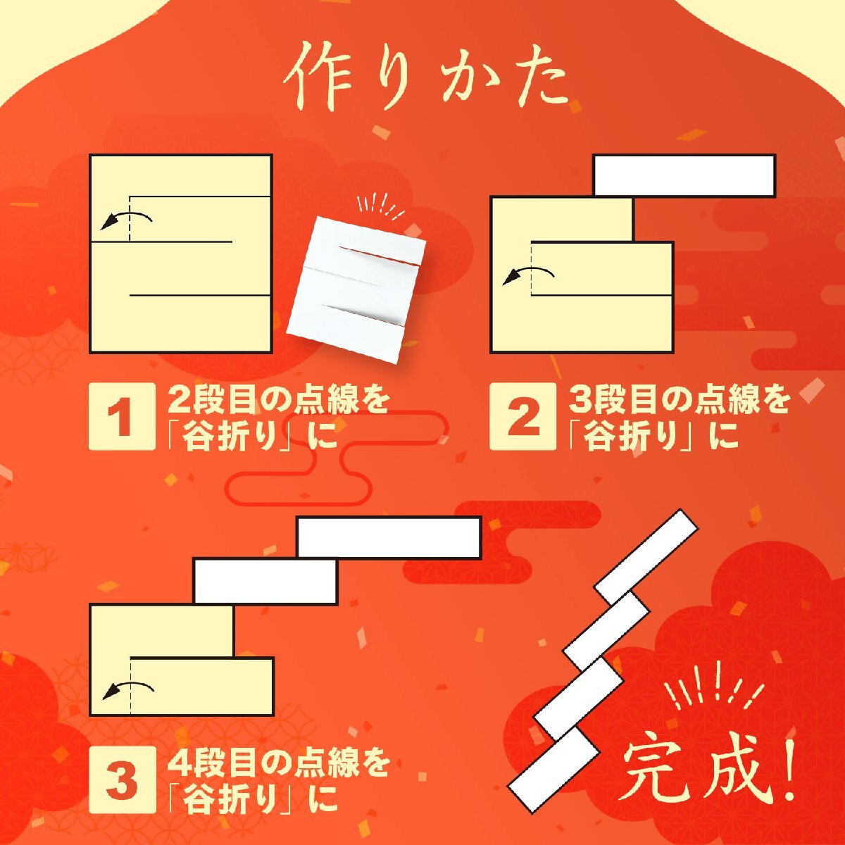 紙垂 しで 20枚入 紙製 正月飾り しめ縄 しめ飾り 材料 手作り 御幣 紙方 紙垂れ 紙たれ 白タレ 神棚 神具 神事 祭礼 白だれ_画像6