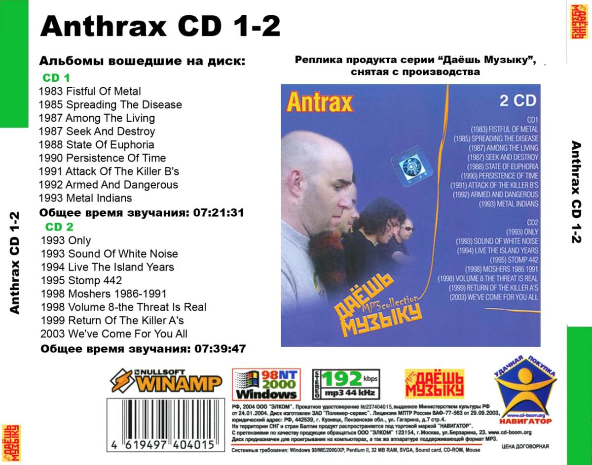 【超レア・廃盤・復刻盤】ANTHRAX 大全集 MP3CD 2P★_画像2