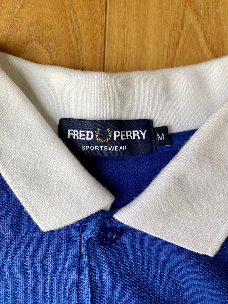 FRED PERRY  フレッドペリー ポロシャツ ロゴ　刺繍　ブルー　M  半袖 ワンポイント