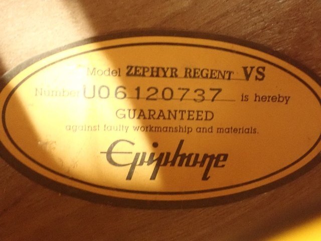 Epiphone エピフォン ZEPHYR REGENT VS エレキギター フルアコ ゼファーリージェント ハードケース付き 配送/来店引取可 ¶ 6E32C-29_画像5