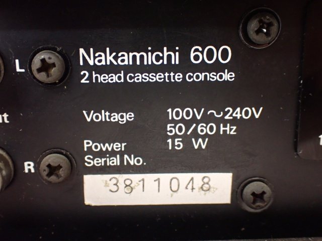 Nakamichi ナカミチ 2ヘッドカセットコンソール カセットデッキ Nakamichi 600 ダストカバー付き □ 6E29A-6_画像5