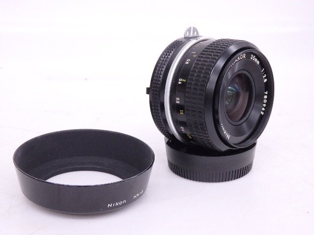 NIKON/ Nikon wide-angle single burnt point lens AI modified NIKKOR 35mm F2.8 Nikon F mount lens with a hood * 6DFAC-3