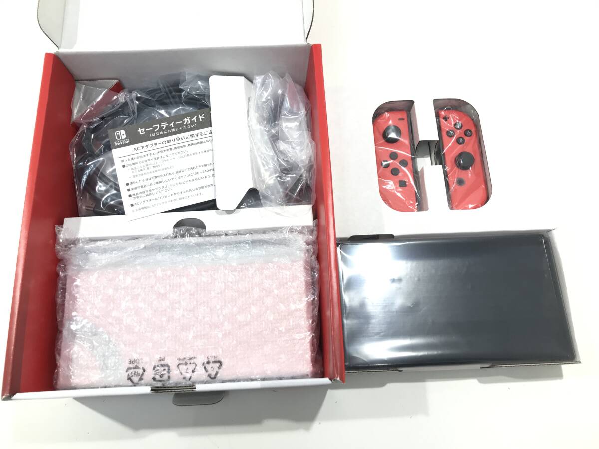 1円スタート 未使用 店舗印無し Nintendo Switch 有機ELモデル マリオレッド ニンテンドースイッチ本体 ①_画像3