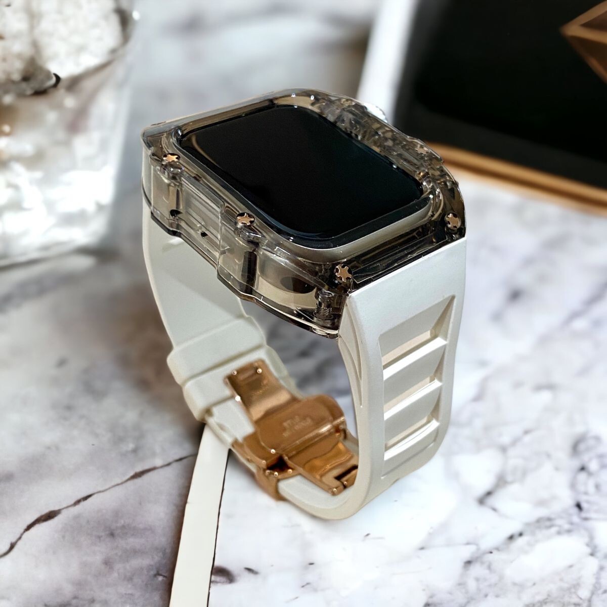 ★アップルウォッチバンド ラバーベルト カバー　Apple Watch スモーク ケース 49mm ウルトラ(ultra ultra2)用　０12_画像3