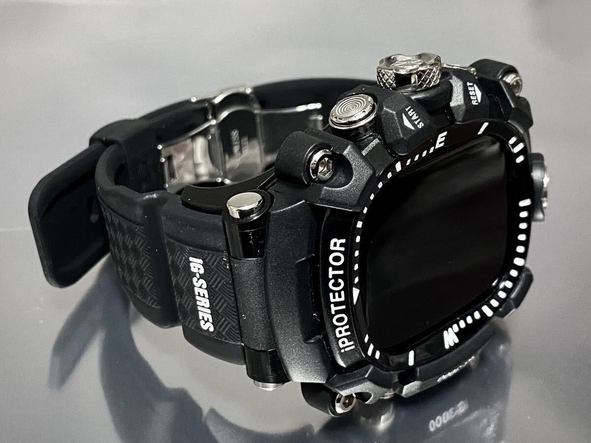 Gブラック★アップルウォッチバンド ラバーベルト カバー Apple Watch ケース 44mm 45mm SDの画像5