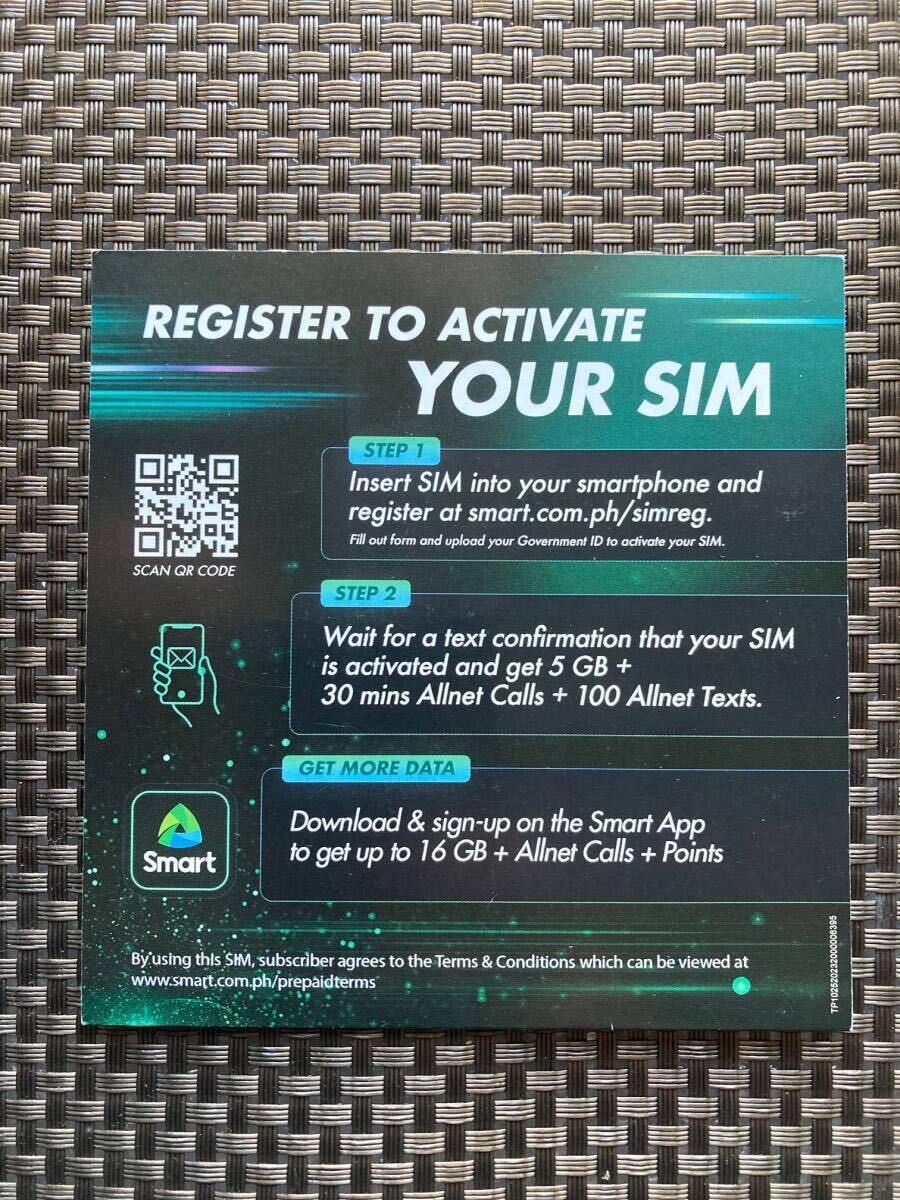 【SMART】 フィリピン携帯 SIMカード 5G LTE SIM card_画像2